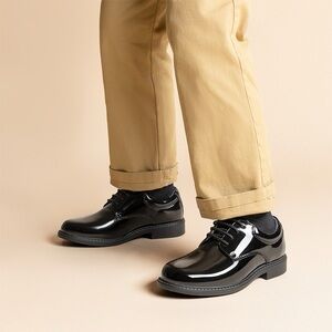 Bruno Marc Men's Glossy Black Oxfords